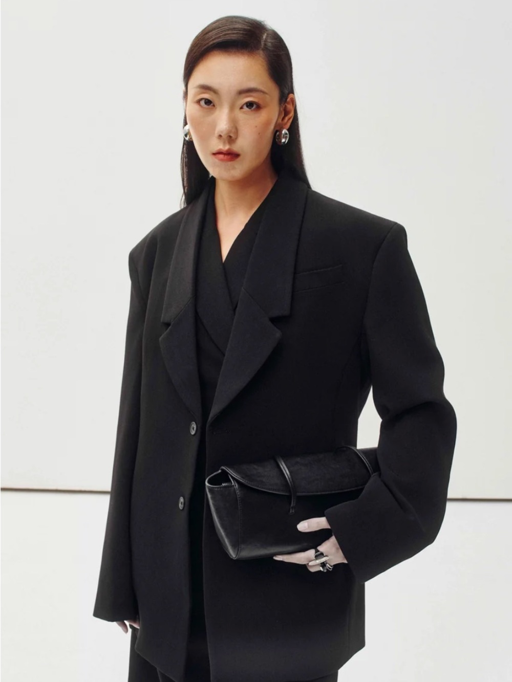 Minimalist Black Oversized Blazer Jacket